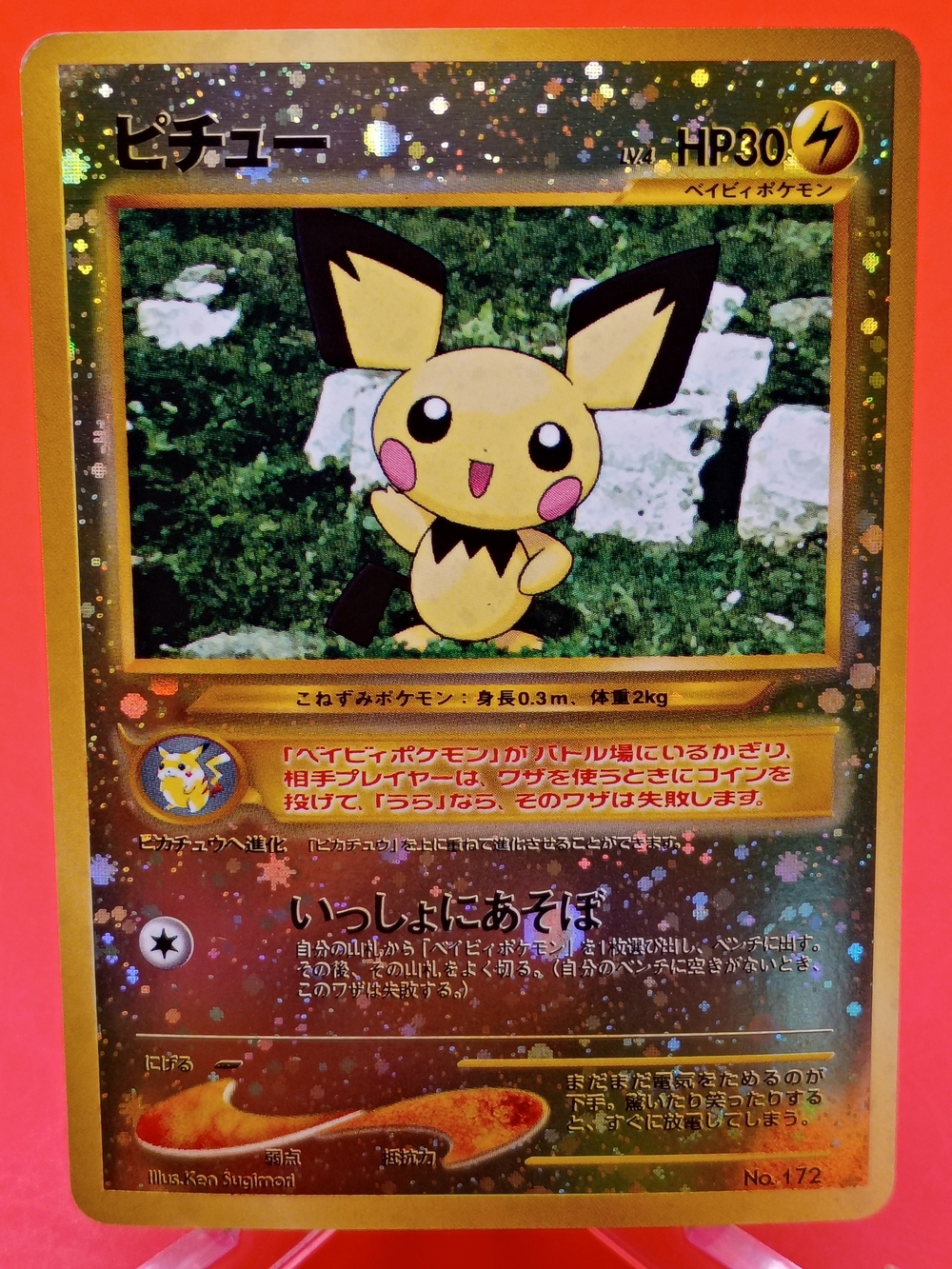 Pichu No.172 Neo Premium File 2 JPN Reverse Holo Swirl NM-LP Old Back Pokémon